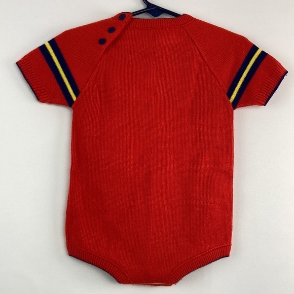 Vintage red short sleeve knit sweater All-Star onesie 18m - Picture 4 of 6